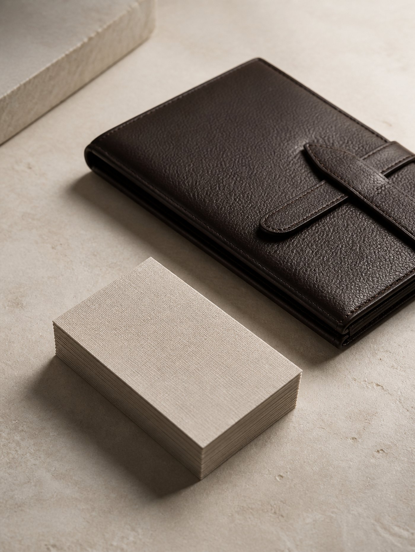 Project One, image 1. A quiet identity study — paper, mark and a little brass.