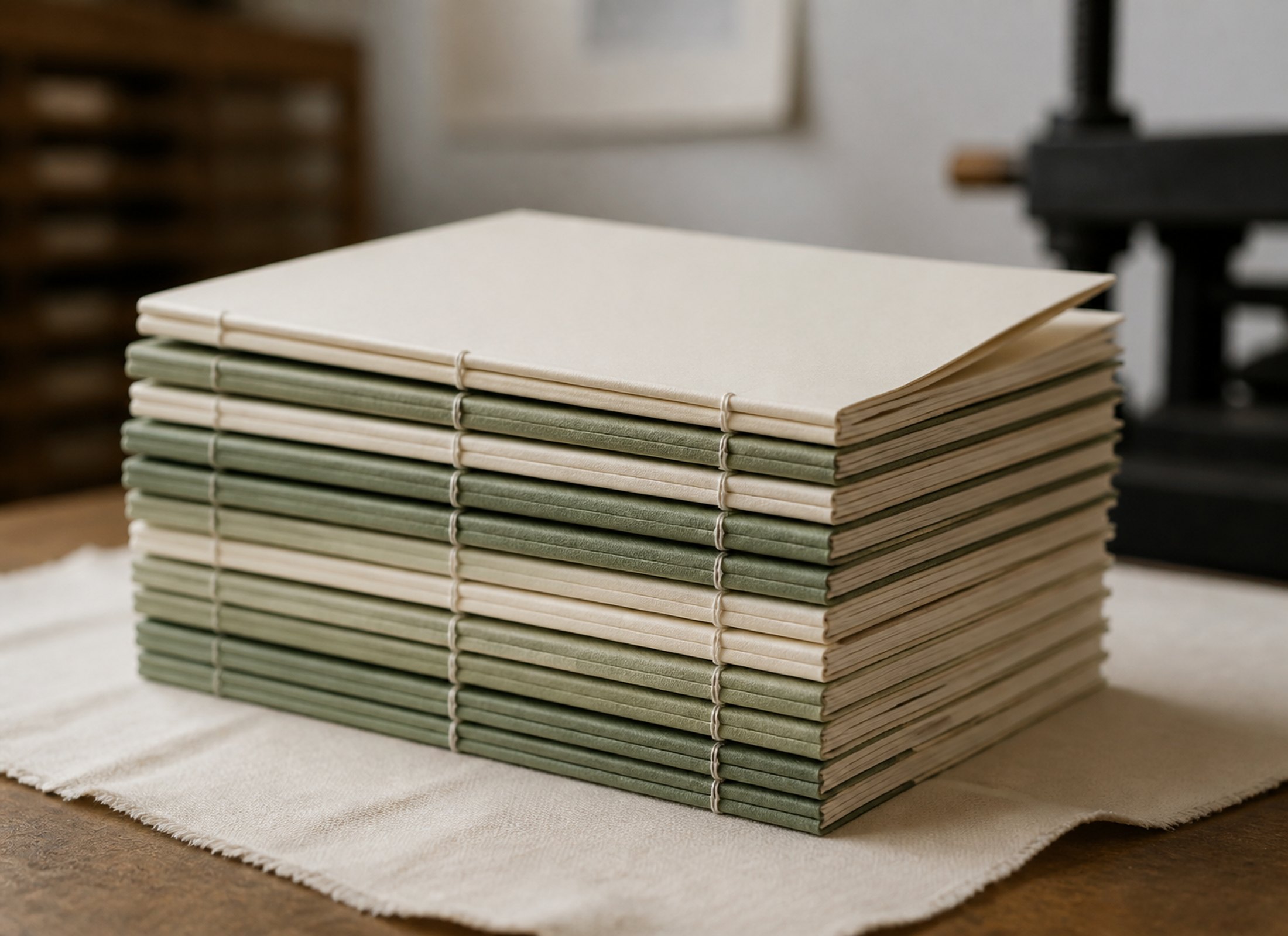 Project Three, image 1. An editorial table — paper, thread and a slow grid.