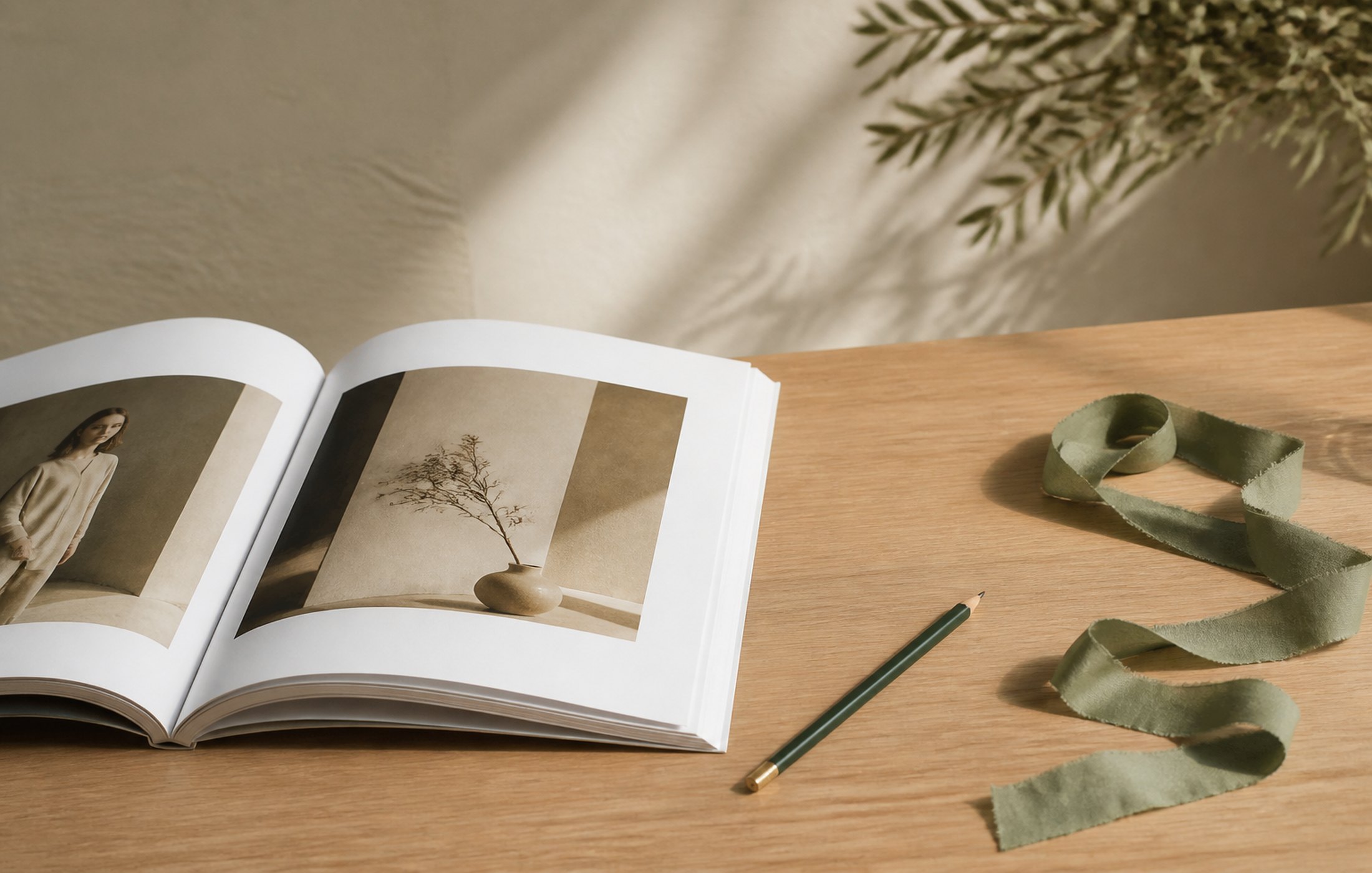 Project Three, image 1. An editorial table — paper, thread and a slow grid.
